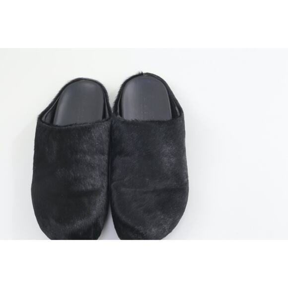 Marni Black Long Hair Calfskin Fussbett Sabot Mule Flats Slippers Size 41 main image 16